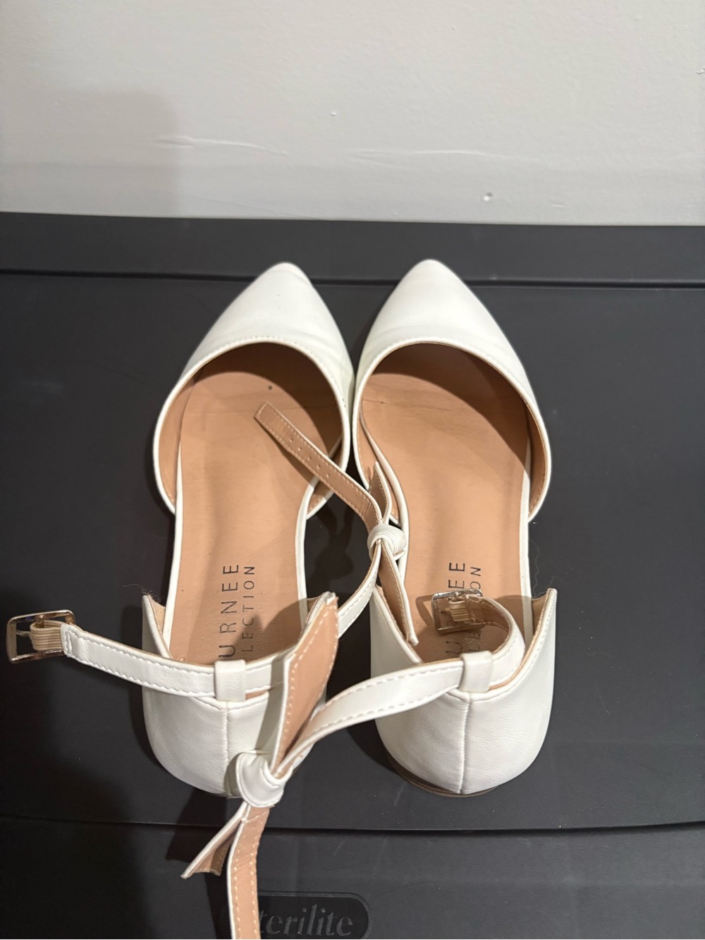 Journee Collection White Pointed-Toe Ankle-Strap Flats